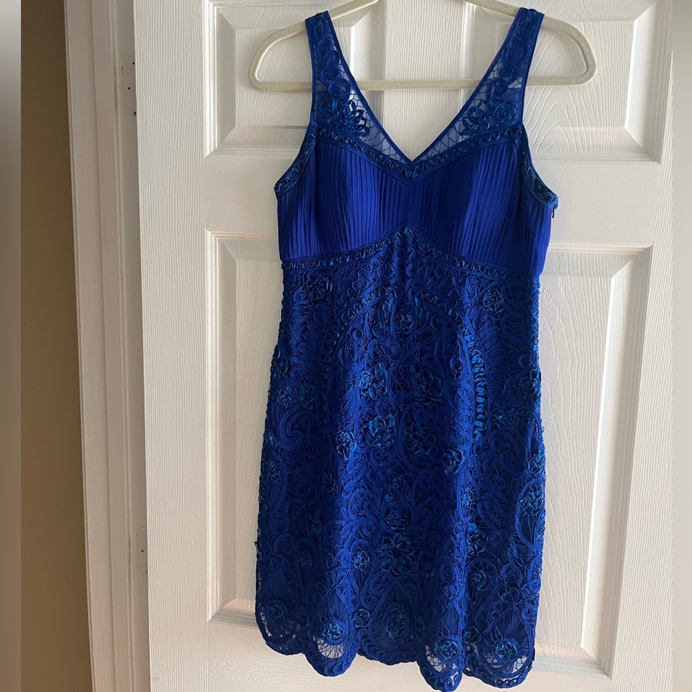 Suewong royal blue lace mini dress